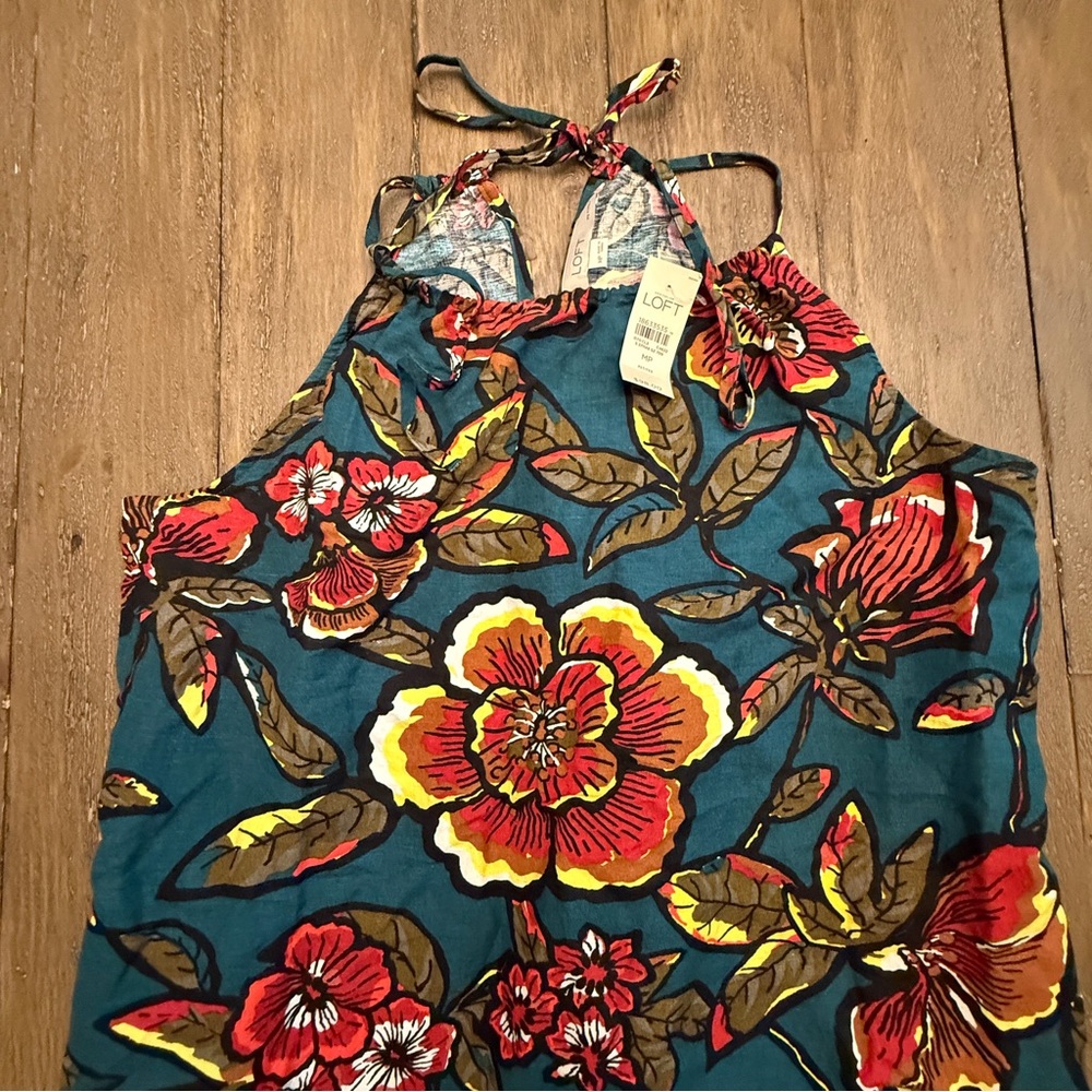 LOFT Floral Maxi Dress in Teal and Red - Picture 2 of 3